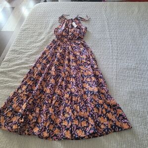 NWT J Crew Harbour Side-Cutout Midi Dress Size XXS  Blue Orange Floral